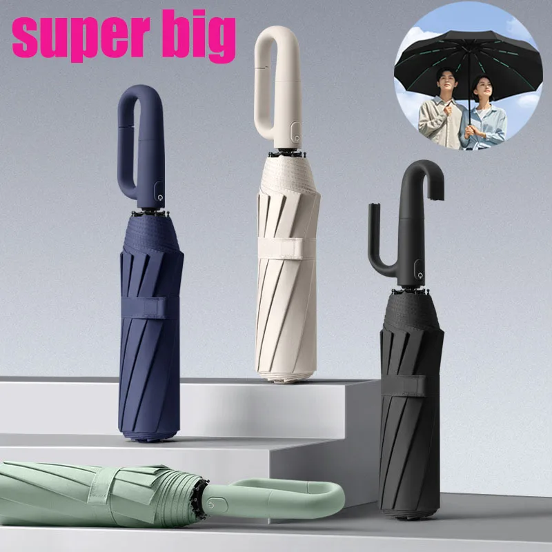 Storm-proof Automatic Umbrella 20 Bones Vinyl Shade UV Protection Umbrella Folding Hook Men Women Parasol Sunshade For Xiaomi