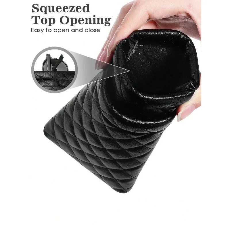 Sunglasses Bag for Daily Storage - Portable Squeezed Leather Minimalist Solid Color Diamond Scratch Resistant Travel Accessories