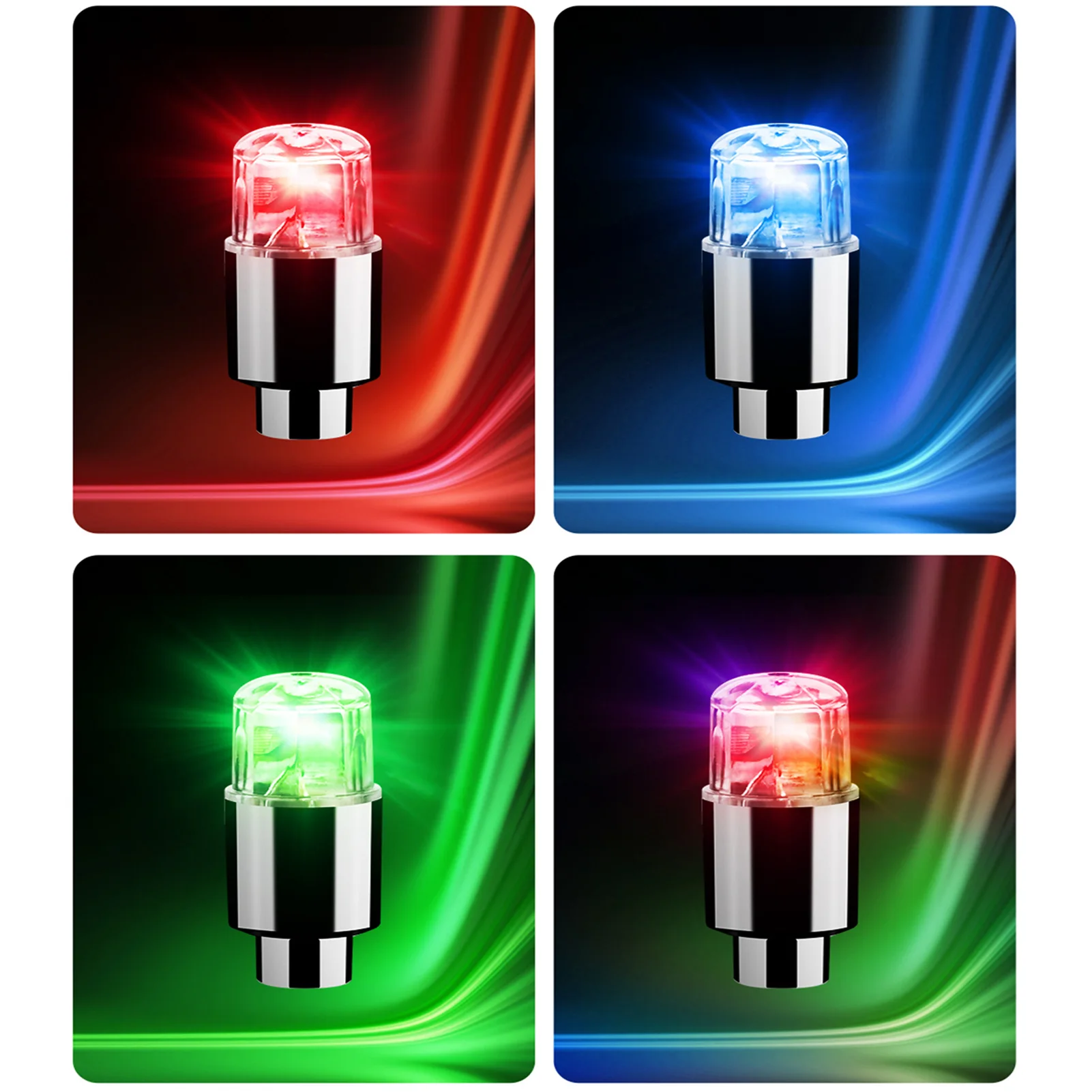 Motorcycle Bike Car LED Lights 2PCS Decorative Lantern Tire Valve Cap Flash Spoke Strobe Neon Lamp