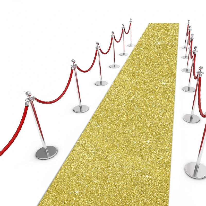 Sparkling Golden wedding carpet Slip Resistant Washable Perfect for Wedding Aisles Parties Holiday Decorations and Home Decor