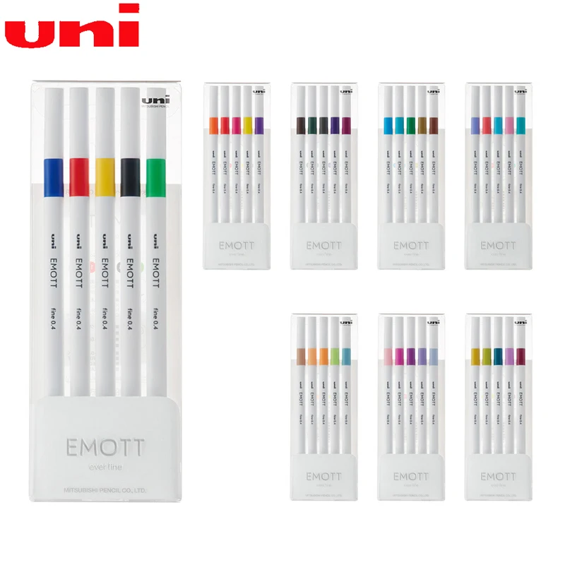 UNI Plumones 마커 펜, 포카 수성 컬러 펜 세트, 파인 펜촉, 영구 그래피티 페인팅, 미술 용품, 0.4mm, 5 색, 10/40 색