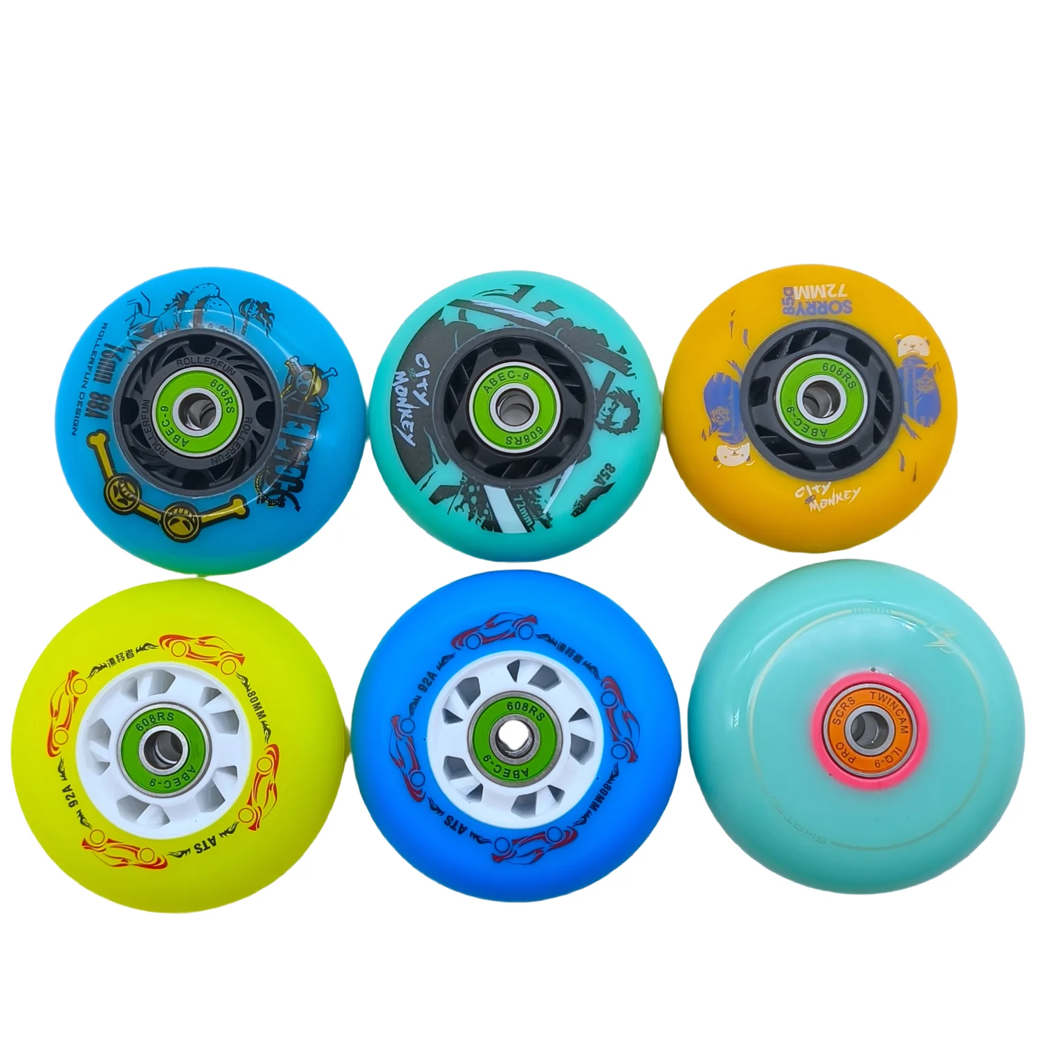 Inline skate wheel roller wheel 72mm 76mm 80mm including bearings 8wheels/lot