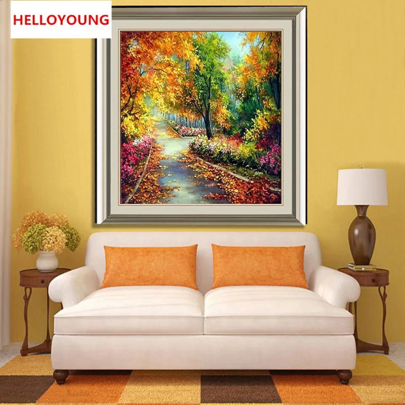 

YGS-243 DIY 5D Diamond Embroidery Beautiful The woods basket Round Diamond Painting Cross Stitch Kits Mosaic Painting Home Decor