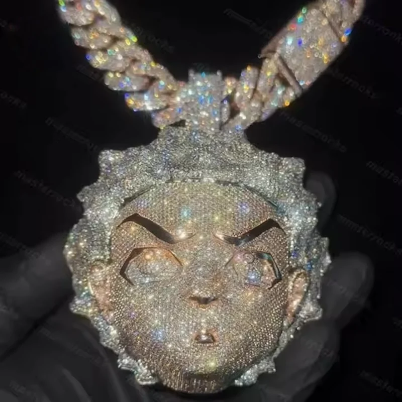 Diamond Rapper Chains Antique 22mm Round Moissanite Diamonds Cuban