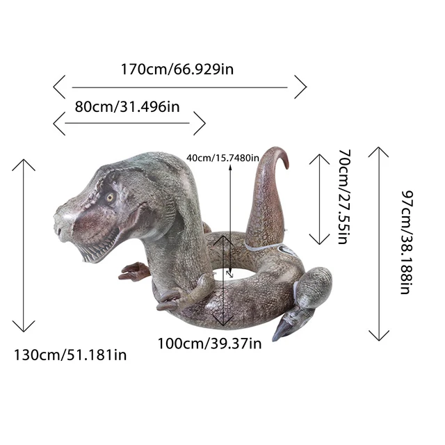 Felfújható Medence Úszók Gyűrűk Tyrannosaurus Úszógyűrű Szivárgásbiztos Öko -Barát Pvc Az Uszodához - Image 6