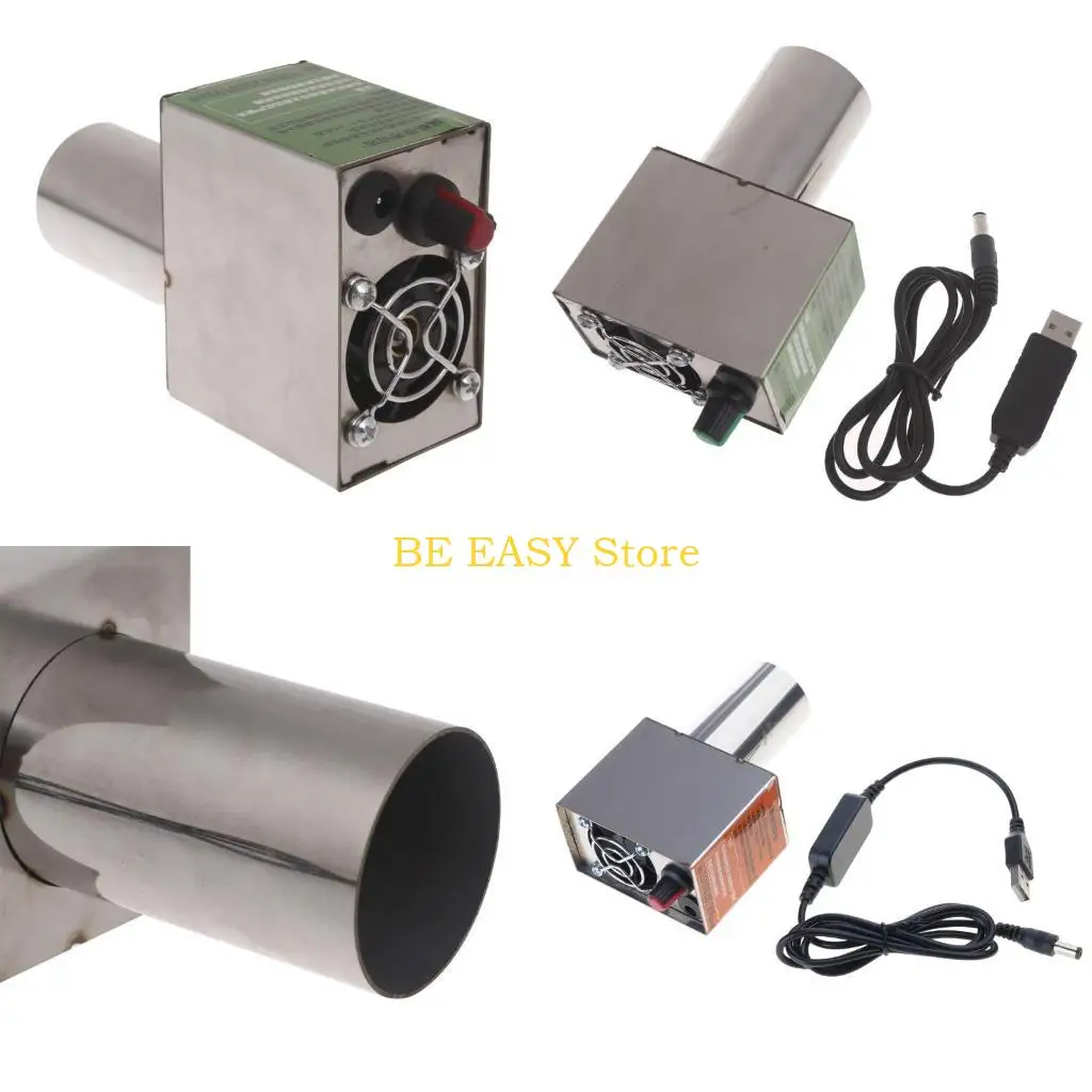 E28F USB 터보 팬 바베큐 공기 송풍기 속도 조정 듀얼 팬 피크닉 캠핑 그릴 송풍기