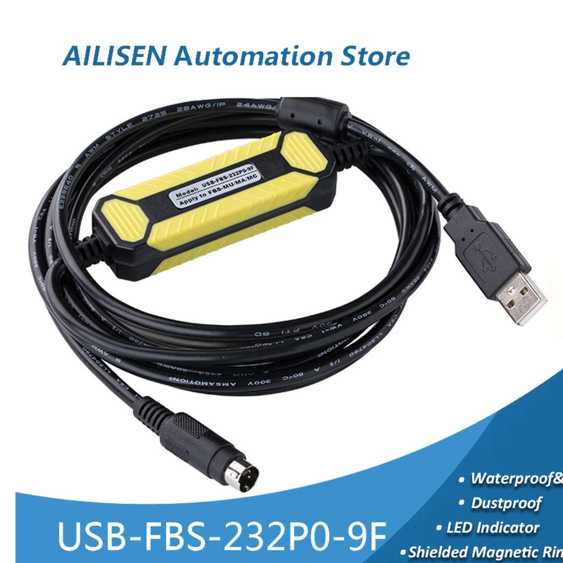 Fatek FBS FB1Z B1 B1Z FBE MU MA MC 시리즈용 USB-FBS-232P0-9F 어댑터, PLC 프로그래밍 케이블, USB-RS232 데이터 다운로드 라인