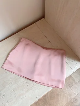 Summer Clothes Black Mini Skirts Women Zipper Side Solid Satin Skirts For Woman Low Rise Skirts Kawaii Pink Skirt With Shorts