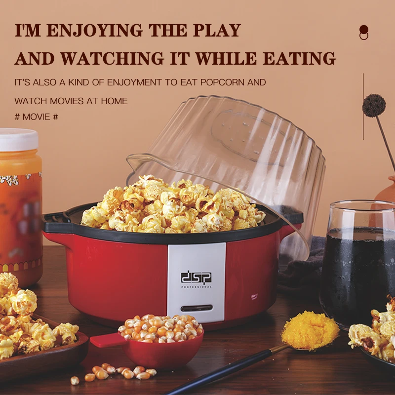 Houselin Deluxe Stirring Popcorn Maker Hot Oil Electric Popcorn Machine Easy Cleaning Convenient Storage 700W