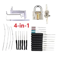 4-in-1 Transparent Practice Lock Set Unlocking Padlock Extractor