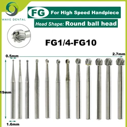 PRIMA WAVE Dental Tungsten Carbide Burs Dental Burs Round/Inverted Cone Head FG Series For High Speed Handpiece 5Pcs/Pack