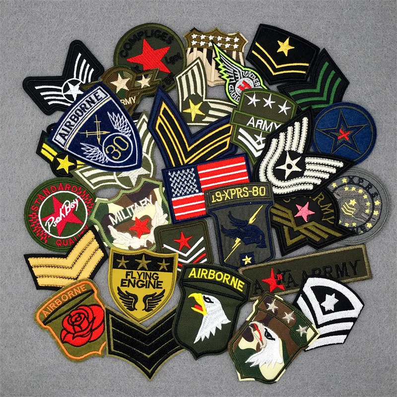 30pcs/lot Military Embroidery Patches on Clothes Stickers DIY