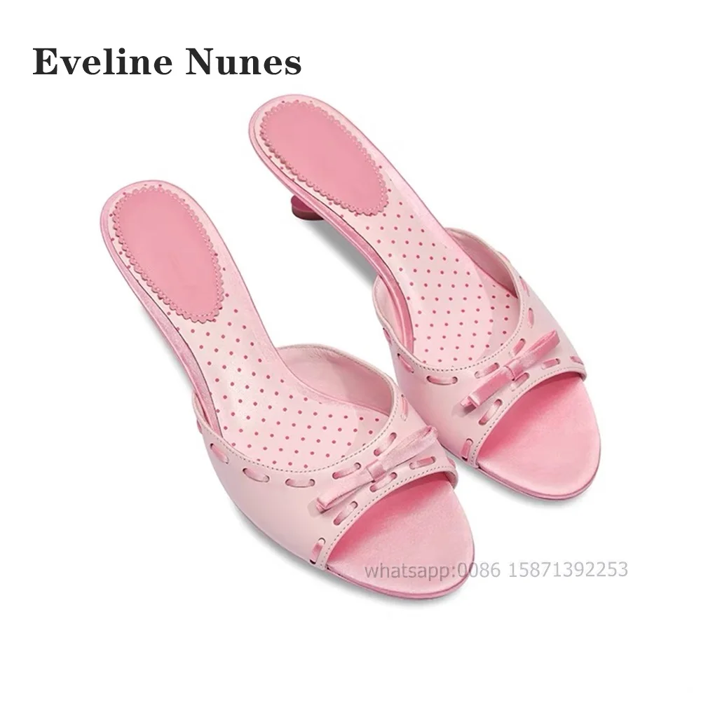 Bow Polka Dot Print Slides Open Toe Heart-Shaped Strange Style Women Sandals Patchwork Side Air Slip On Sweet Slippers Summer