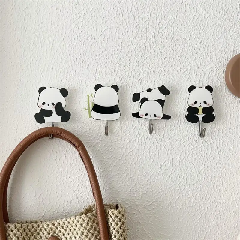 Panda Hooks No Punching Traceless  Door Key Bathroom Kitchen Home Storage Decorative Hooks 2