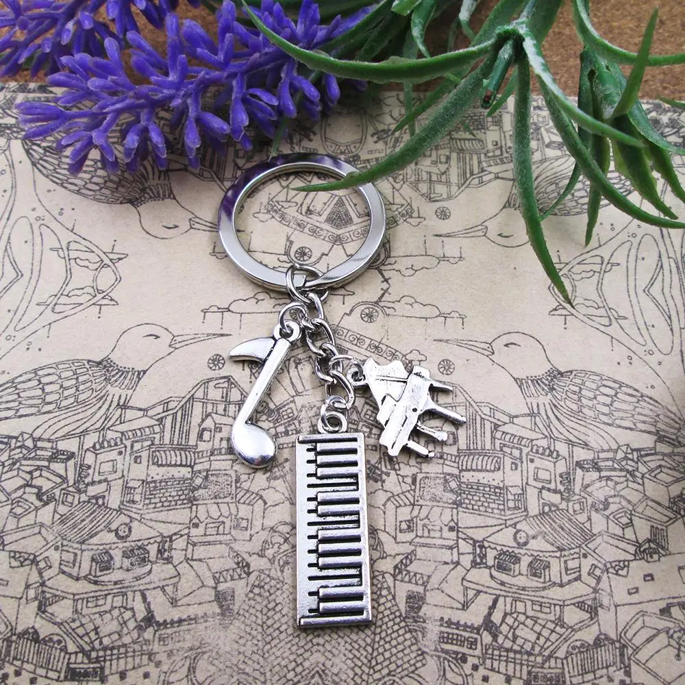 Music Note Piano Music Lover Antique Charm Keyring Gift Birthday Key