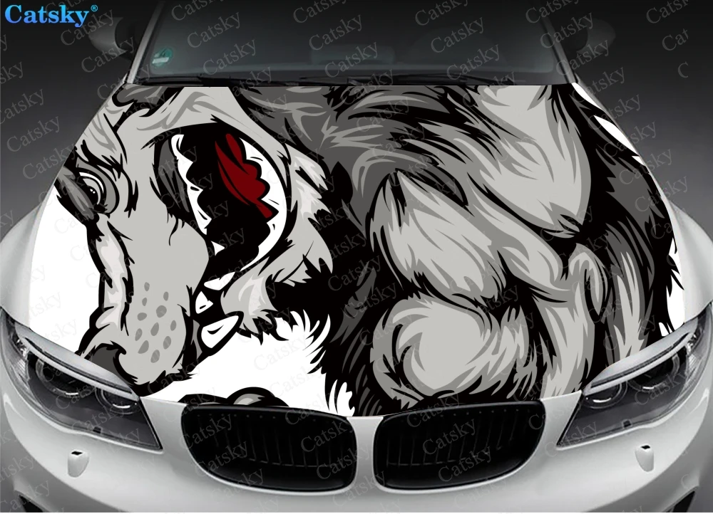 

Wolf animal wolf king Car hood wrap lion decal, bonnet vinyl sticker, full color graphic decal, CUSTOM made to Fit Any Car