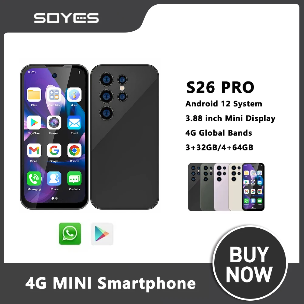 SOYES S26 pro 3.88Inch Small Phone 4GB+64GB Android12.0 Dual SIM Standby 4G Mini Smartphone 1950mAh Wifi GPS Global Version