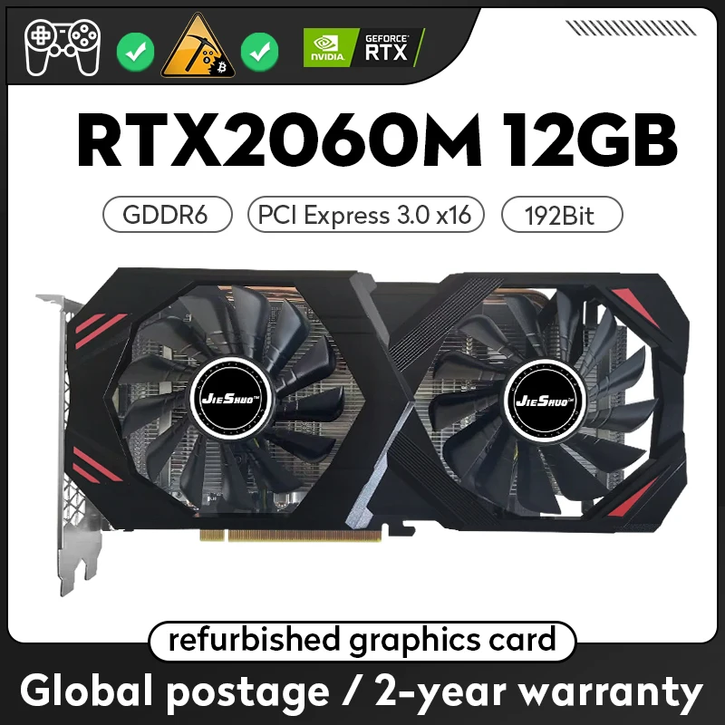 Jieshuo 98% Nuova Scheda Miniera Nvidia Geforce Rtx 2060 12Gb Gddr6 192Bit Pci Express 3.0X16 Gpu Rtx 2060 Scheda Video 12G Per Desktop