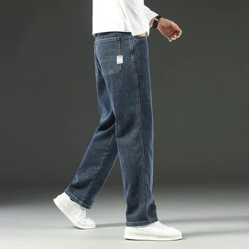 2025 New Y2K Autumn and Winter Baggy Jeans Men's Autumn and Winter Loose Straight Wide-leg Business Trousers Mens Clothing 1