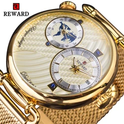 Luxury Gold Men's Quartz Wristwatch with Multi - Time Zone Display (Gold)