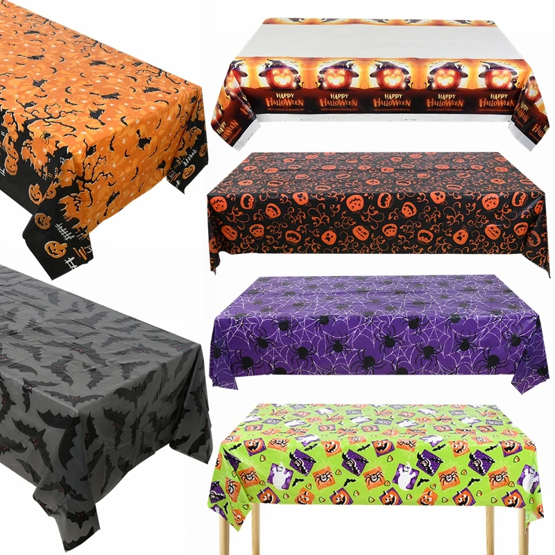 Halloween Plastic Table Cover
 Halloween Decorations Tablecloth Witch Bat Pumpkin Night Cat Print