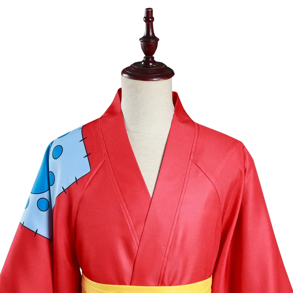 One Piece Monkey D Luffy Red Kimono Cosplay Costume