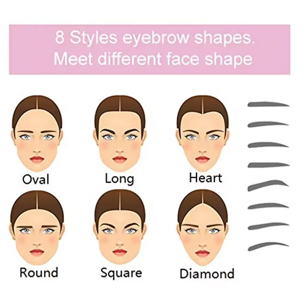 8 in 1 Eyebrow Stencil Tool Reusable Pochoir &agrave; sourcils mod&egrave;le de tampon for beaut&eacute; maquillage ensemble formes sourcils