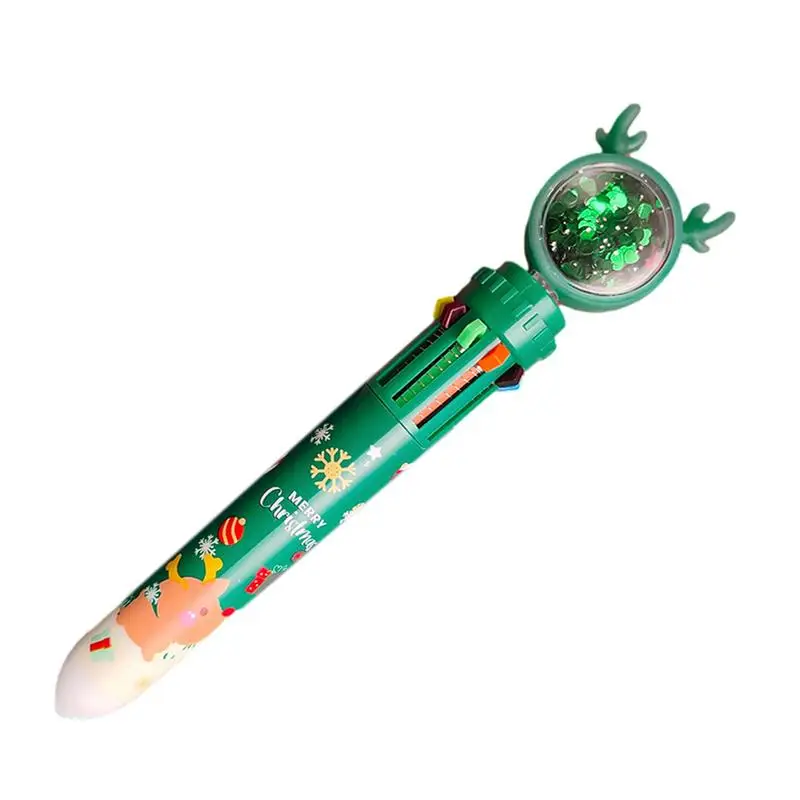 

Рождественская маркерная ручка, 10 цветов, выдвижная шариковая ручка, все в одном, Цветная многофункциональная маркерная ручка, Рождественский подарок