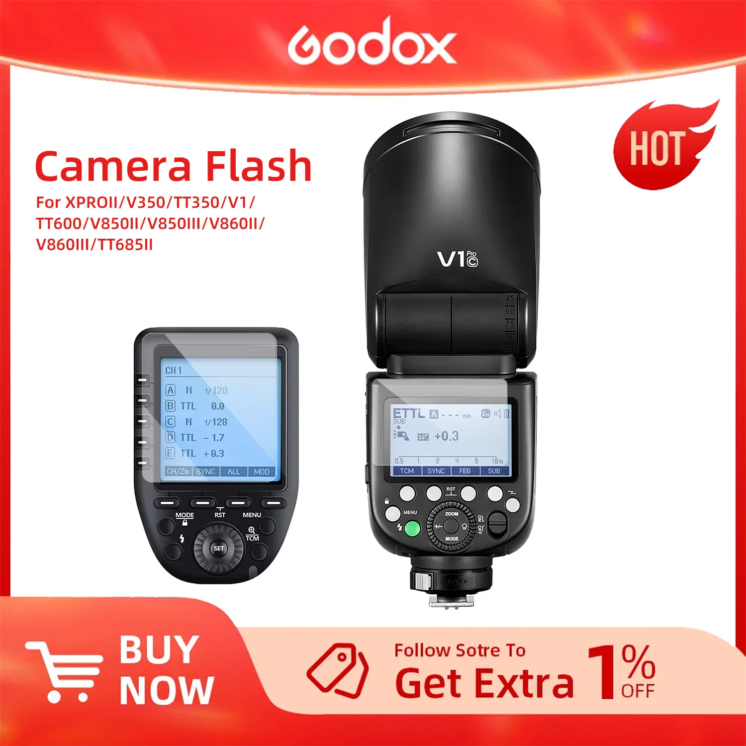 Tempered Glass Waterproof Oilproof Protective Film for Godox V1 V860III V850III TT685II TT600 TT350 V350 Flash XPROII Trigger