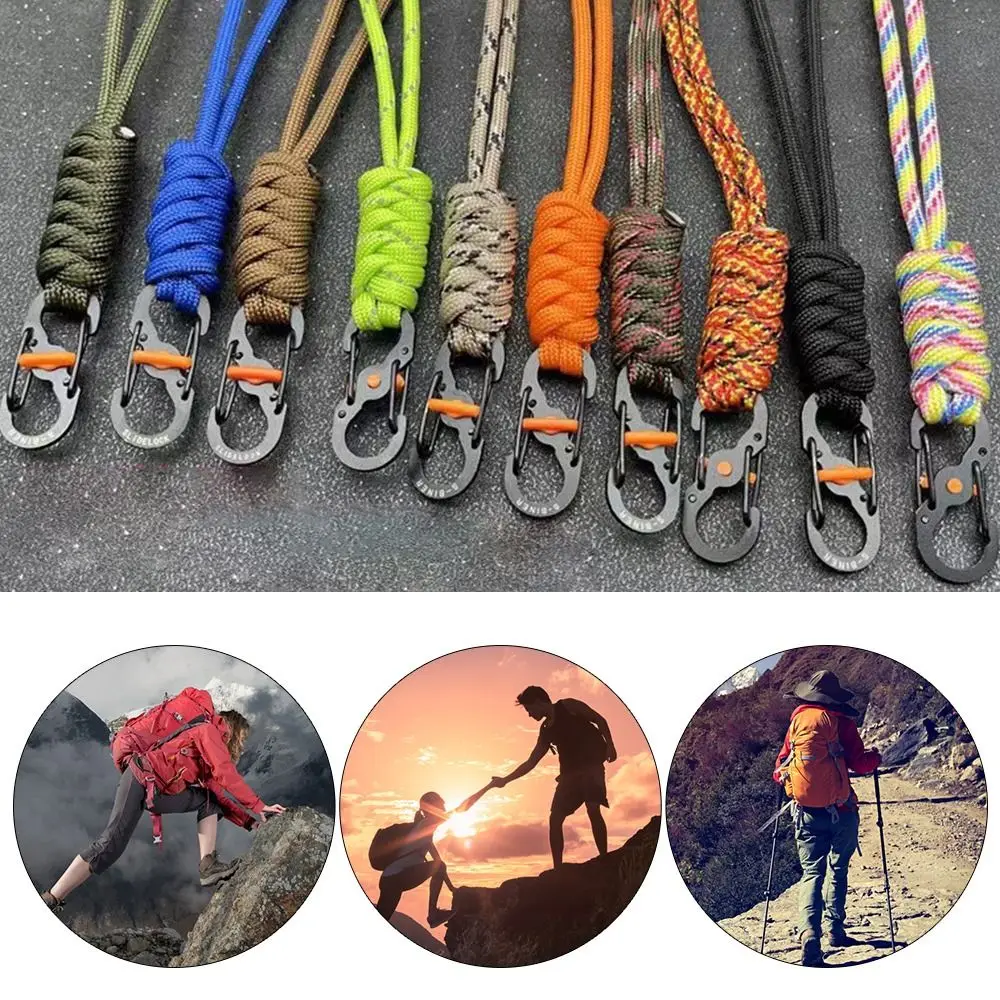 

Emergency Survival Backpack 10 Styles High Strength Key Ring Parachute Cord Paracord Keychain Lanyard 8-Word Buckle