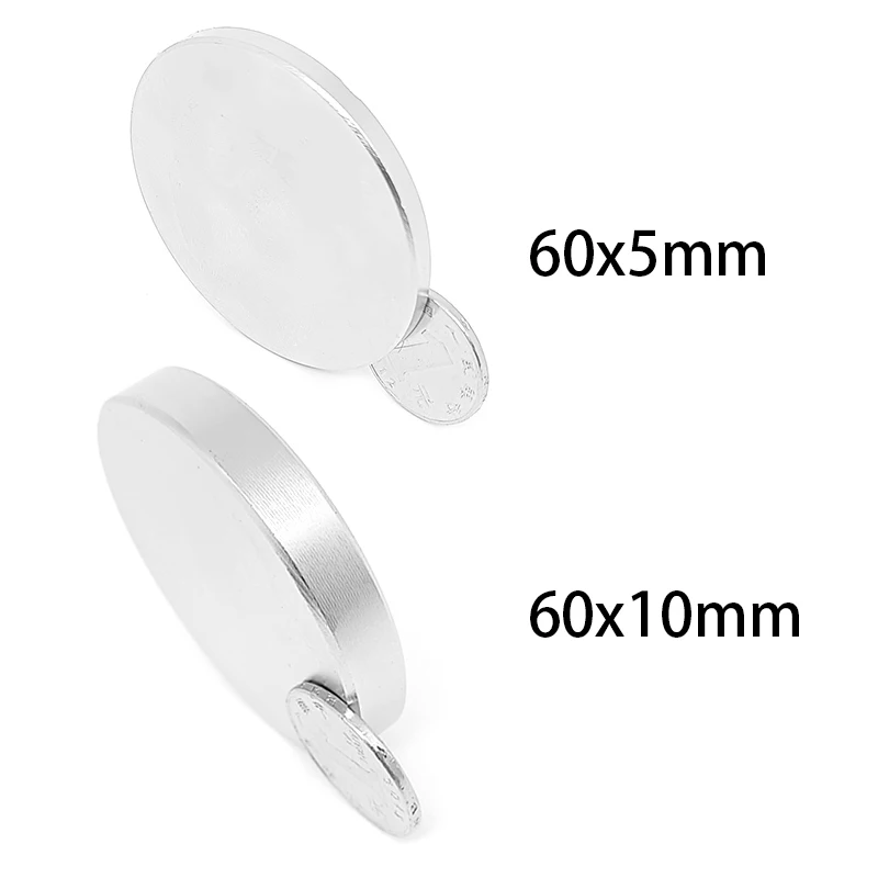 1/2PCS 60×5 60×10 60×20 60×30 mm Bulk Round Search Magnet Big Rare Earth Neodymium Magnet 60*5mm N35 Permanent Magnet Strong
