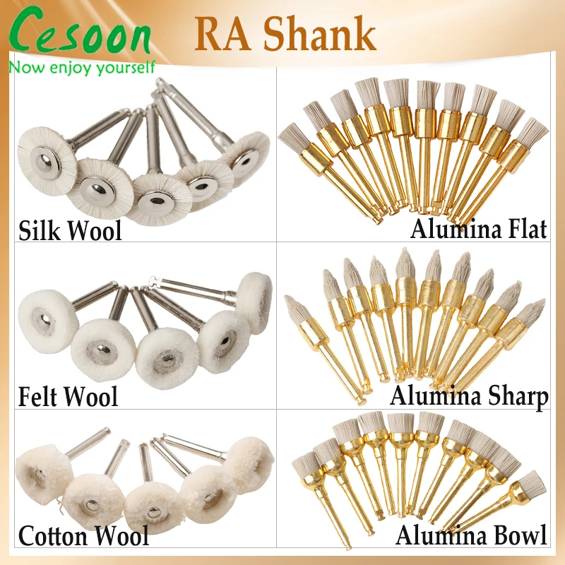 10pcs Dental Alumina Polishing Brush Kit - Aluminium Oxide Polisher Brushes For Contra Angle Handpiece