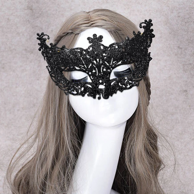 Masquerade Mask for Women Lace Masks Venetian Masquerade Party Costume Party Halloween Carnival Fit for Adults, Soft & Black