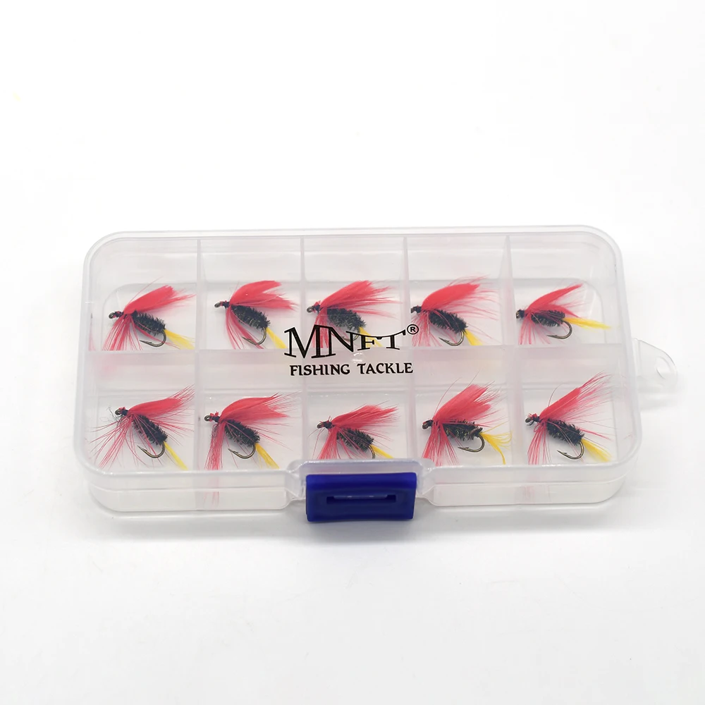 MNFT 10PCS Red Wings Mayfly Trout Fly Fishing Flies Wet/Dry Nymphs Bass  Fish Bait Hooks Size 10#