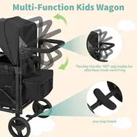 Poussette pliante pour enfants 2 places, capote amovible, roues tout-terrain, pousser et tirer, frein à pied, jusqu'à 60 kg, idéale pour le camping et les voyages en plein air 5