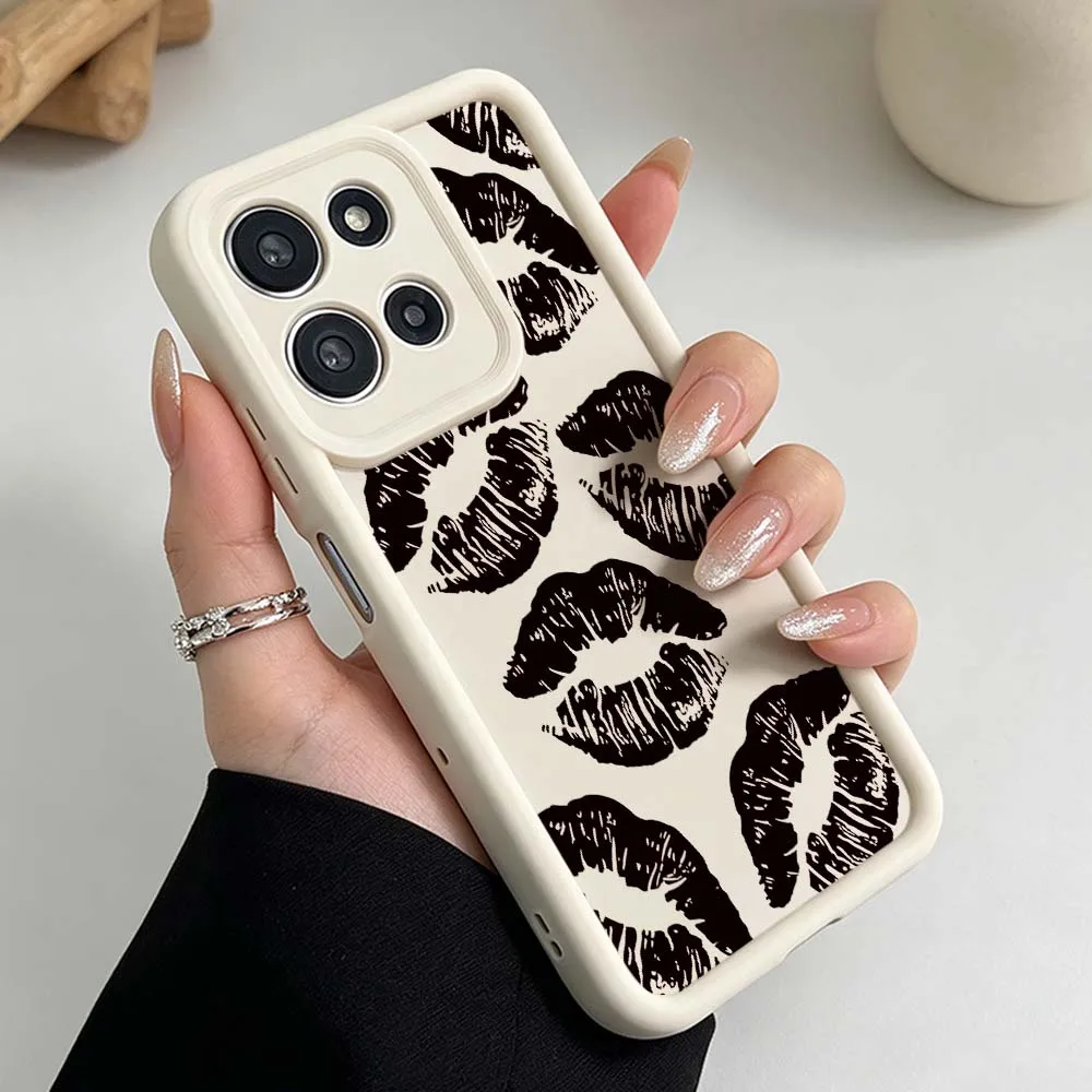 Cute Pink Lip Print Eye Ladder Phone Case Cover