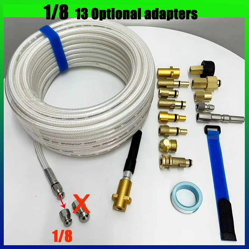 1/8 Nozzle Pressure Washer Sewer Drain Water Cleaning Hose Sewage Pipe For Karcher Lavor