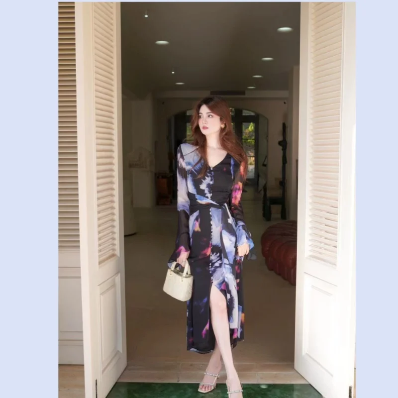 

Tie Dye Long Dress, Fixed Dye, Gradual Color Change, Slim Fit Style, Summer, New, 24
