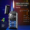 Creative Voice Controlled Ignition Gas Lighter Color Light Battery Display Open Fire Switching Jet Fire USB Electric Lighters 4