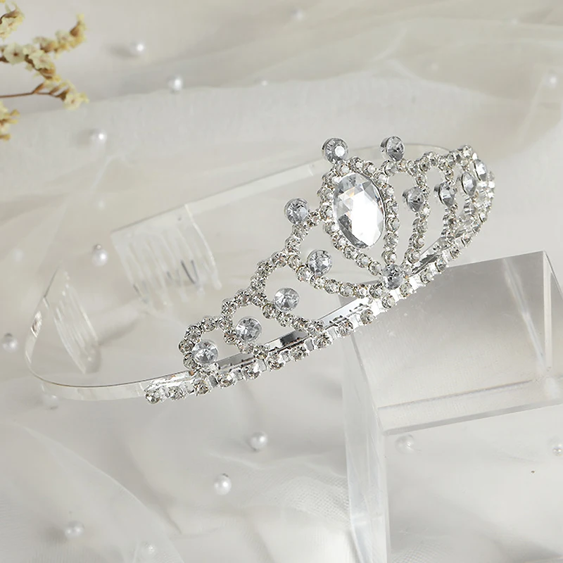 Purple Pink Blue Crystal Princess Tiara Comb Headband Wedding Bridal Crown Girls Hair Jewelry Accessories