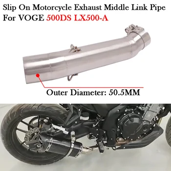 Motorcycle Exhaust Middle Link Pipe Muffler Modify Escape Moto Stainless Steel Bike Tube Slip On For Voge 500DS LX500-A LX500 A