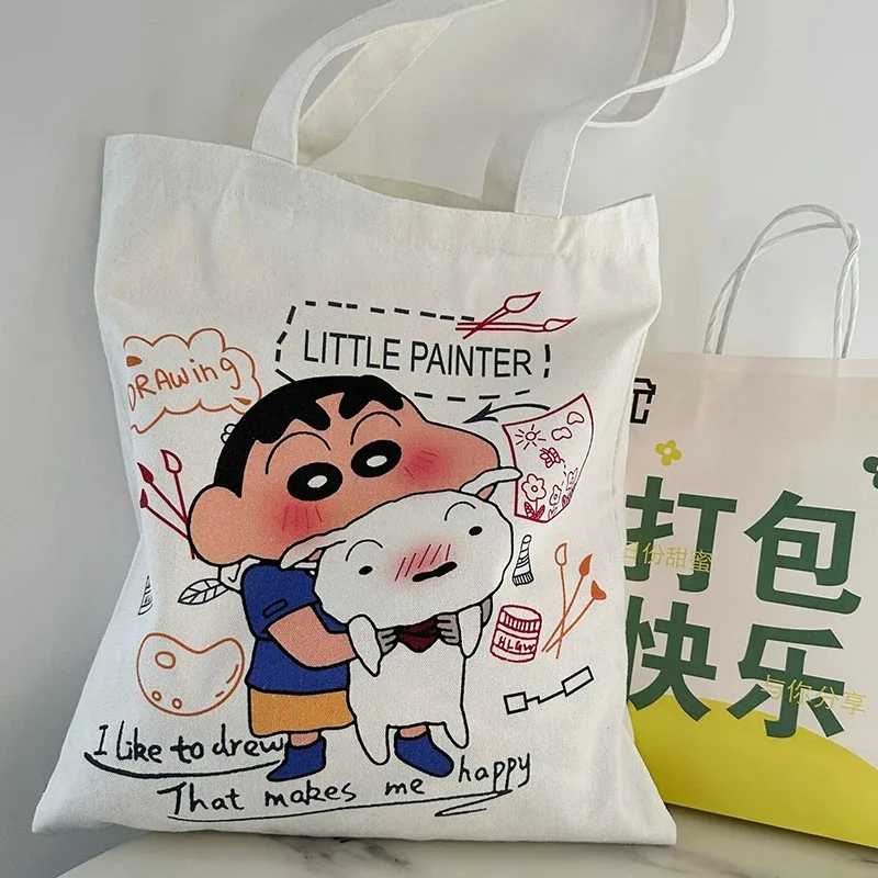 Crayon Shin-Chan Canvas Women Tote Bags Harajuku Kawaii Anime Cartoon Student Shoulder Handbag Large Capacity Shopping Bags Gift 3