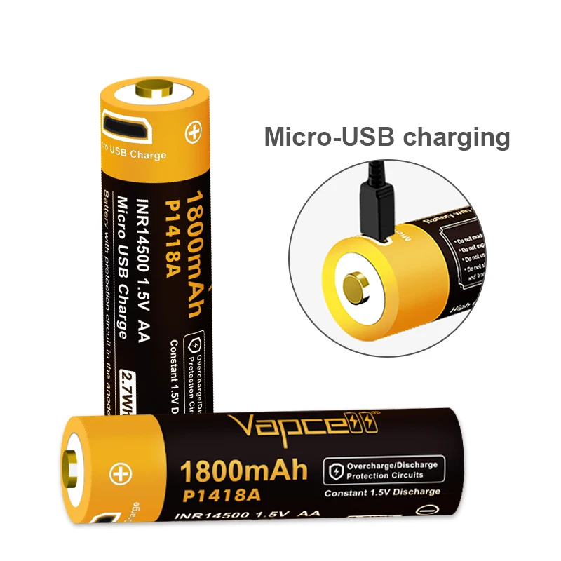 Bateria 1.5v 1800mah Baterias Usb Botão Top Pcb em Ânodo de Células Recarregáveis P1418a Original 16 Pcs Vapcell14500 aa - Image 4