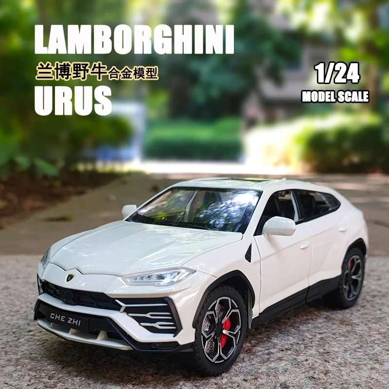 1:24 람보르기니 URUS SUV 합금 럭셔리카 로고 모델, 다이캐스트 금속 오프로드 차량 자동차 모델, 소리와 빛이 나는 어린이 장난감 선물, A501