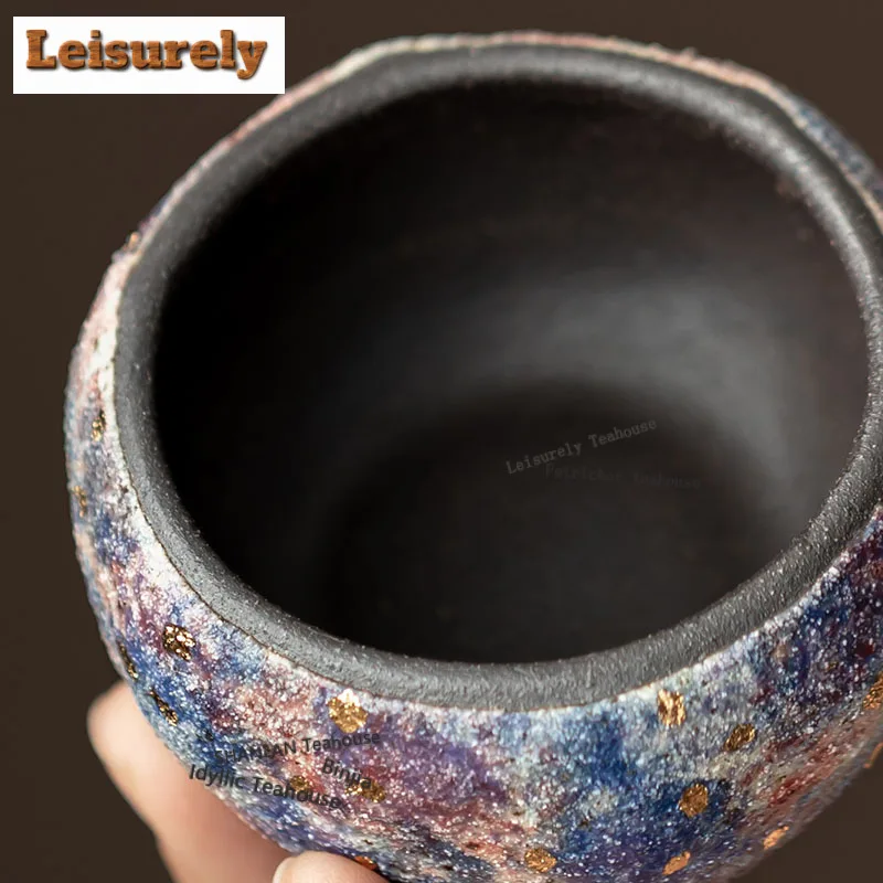 50ML Rock Mineral Point Gold Teacup Traditional Tea Bowl Tea Pair Tea-tasting Fragrance Cup Chazhan Master Cups Household Cafes