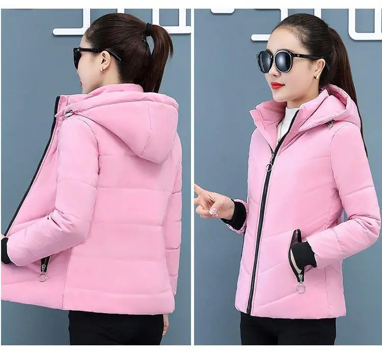Women'S Short Winter Lambswool Down Cotton Jacket 2025 New Plus Velet Warm Cotton Coat Korean Loose Hooded Parkas Outerwear