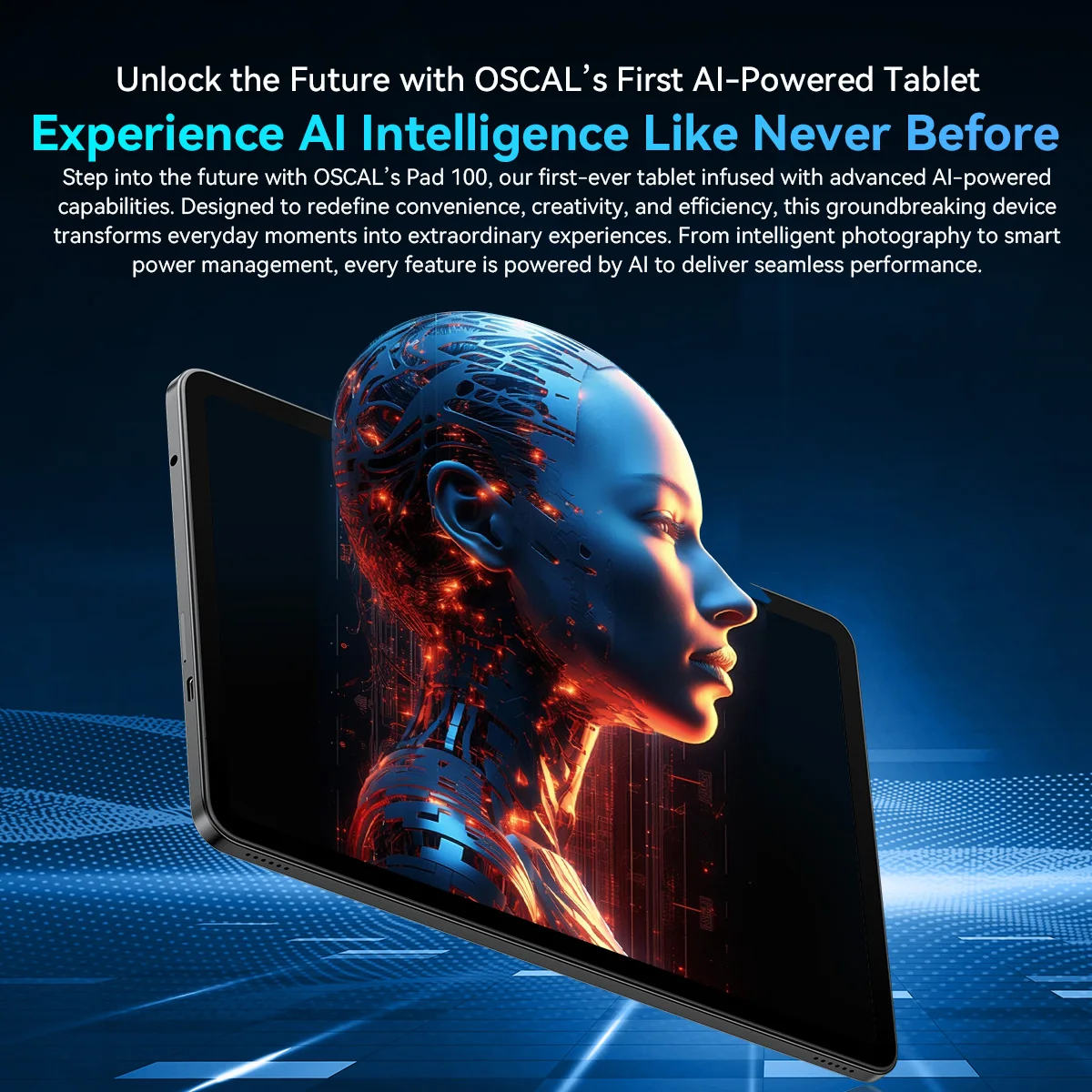 OSCAL Pad 100 Tablet, 12'' 2K IPS Display 9000mAh, 8GB or 12GB RAM 256GB ROM, 16MP Rear AI Camera, Unisoc T615, Android 15 PC 2