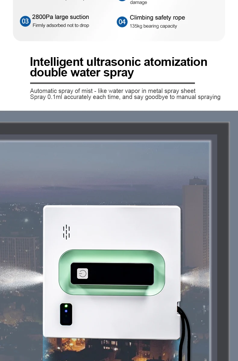 PuRuiKai Robot Electric Automatic Window Cleaning Robotic Vacuum Cleaner, with APP Remote Control, Two-way Automatic Spray 5