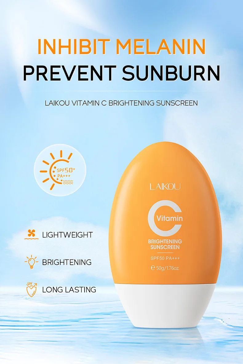 Facial Sunscreen LAIKOU Vitamin C Face Sunscreen Ultra SPF50 Body Anti-Shine Invisible Fluid Anti-Imperfection
