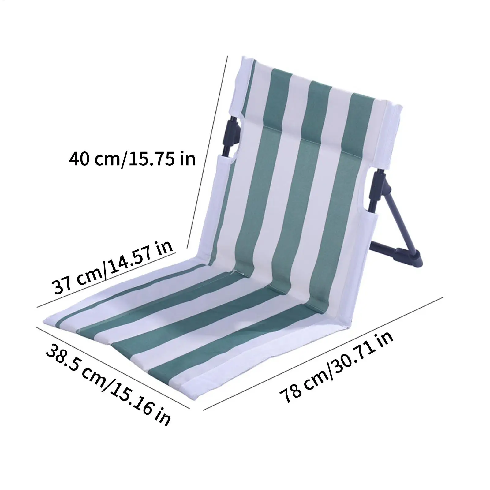 Sedia a sdraio pieghevole a righe con supporto lombare per spiaggia, campeggio, patio, piscina, giardino - immagine 6